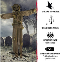 Load image into Gallery viewer, Haunted Hill Farm HHPUMP-3FLS Life-Size Animatronic Scarecrow, Indoor/Outdoor Halloween Decoration, Multi