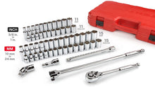 Load image into Gallery viewer, TEKTON 1/2-Inch Drive Socket Set, Inch/Metric, 6-Point, 3/8-Inch - 1-Inch, 10 mm - 24 mm, 58-Piece | 13201