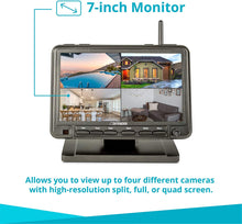 Load image into Gallery viewer, Defender PHOENIXM2 Wireless Outdoor Security Camera System with a 7&quot; High Resolution Monitor, Two Night Vision Cameras, Two Way Communication and SD Card Recording, Plug and Play