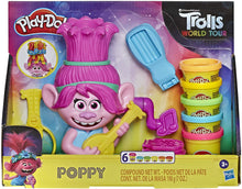 Load image into Gallery viewer, Play-Doh Trolls World Tour Rainbow Hair Poppy Styling Toy for Kids 3 Years and Up with 6 Non-Toxic Colors