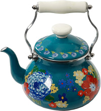 Load image into Gallery viewer, The Pioneer Woman Floral Dazzling Dahlias 2-Quart Tea Kettle, Steel with Enamel Finish, (2-Quart Tea Kettle)