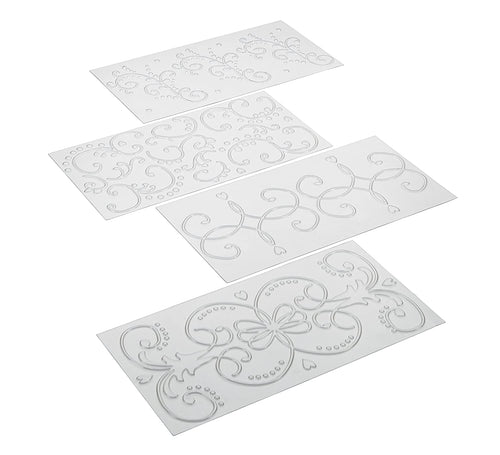 Cake Boss Decorating Tools 4-Piece Classic Fondant Imprint Mat Set, Clear