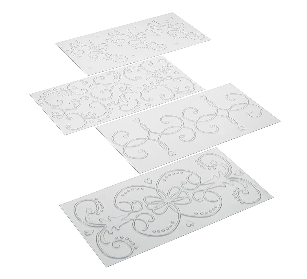 Cake Boss Decorating Tools 4-Piece Classic Fondant Imprint Mat Set, Clear