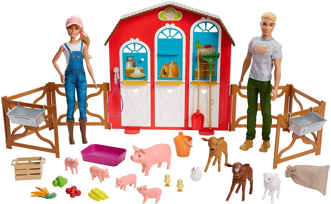 Barbie Sweet Orchard Farm Barn Playset with Barbie and Ken Dolls for 3 to 8 Year Olds