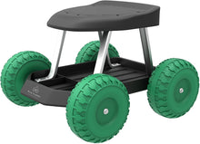 Load image into Gallery viewer, Pure Garden 82-VY021 Garden Cart Rolling Scooter with Seat and Tool Tray for We, 17.5x19, Green/Black