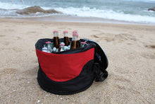 Load image into Gallery viewer, Jim Beam 5 Piece Parawood and Stainless Steel BBQ set with insulated cooler, sporting an exterior storage pocket and adjustable shoulder strap for easy portability