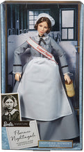 Load image into Gallery viewer, Barbie Inspiring Women Series Florence Nightingale Collectible Doll, Approx. 12-in, Wearing Nurse’s Uniform, Apron and Cap with Doll Stand and Certificate of Authenticity