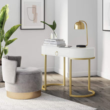 Load image into Gallery viewer, Nathan James Leighton Small Oval Glam Brass Accents, Vanity or Writing Desk for Home or Office