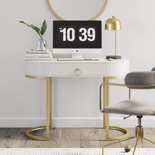 Load image into Gallery viewer, Nathan James Leighton Small Oval Glam Brass Accents, Vanity or Writing Desk for Home or Office