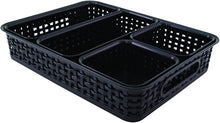 Load image into Gallery viewer, Advantus Plastic Weave Desk Organization Bins, Black, Pack of 5 (37530)