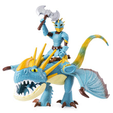 Load image into Gallery viewer, Dreamworks Dragons, Stormfly and Astrid, Dragon with Armored Viking Figure, for Kids Aged 4 and Up