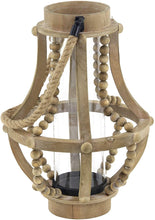 Load image into Gallery viewer, Deco 79 Rustic Wood and Glass Candle Lantern, 10&quot;W x 16&quot;H, Beige, Black, Clear