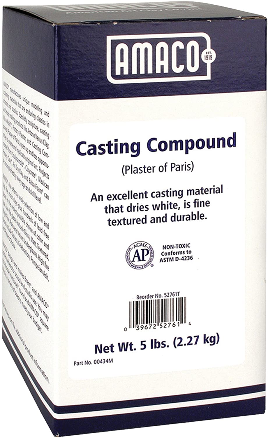 AMACO Plaster of Paris Casting Compound, 5 Lb Box, White