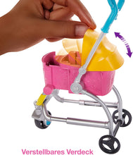 Load image into Gallery viewer, Barbie Stroll ‘n Play Pups Playset with Brunette Doll (11.5-inch), 2 Puppies, Pet Stroller and Accessories, Gift for 3 to 7 Year Olds