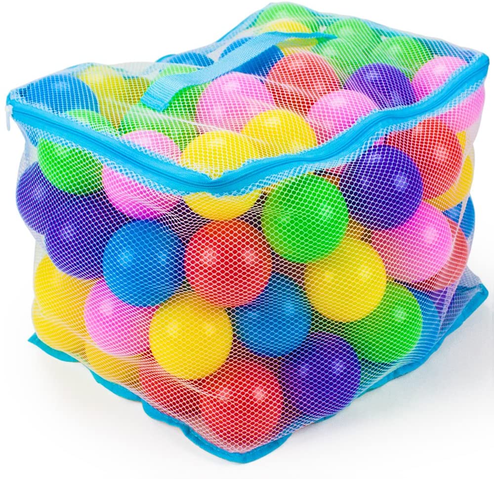 Imagination Generation 100 Jumbo 3 in Multi-Colored Soft Ball Pit Balls with Mesh Carrying Case