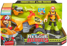 Load image into Gallery viewer, Fisher-Price Rescue Heroes Forrest Fuego &amp; Fire Tracker, Vehicle and Figure Set