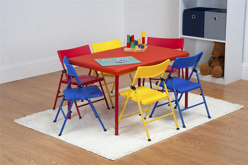 Cosco 7 Piece Children's Juvenile Set with Pinch Free Folding Chairs & Screw in Leg Table