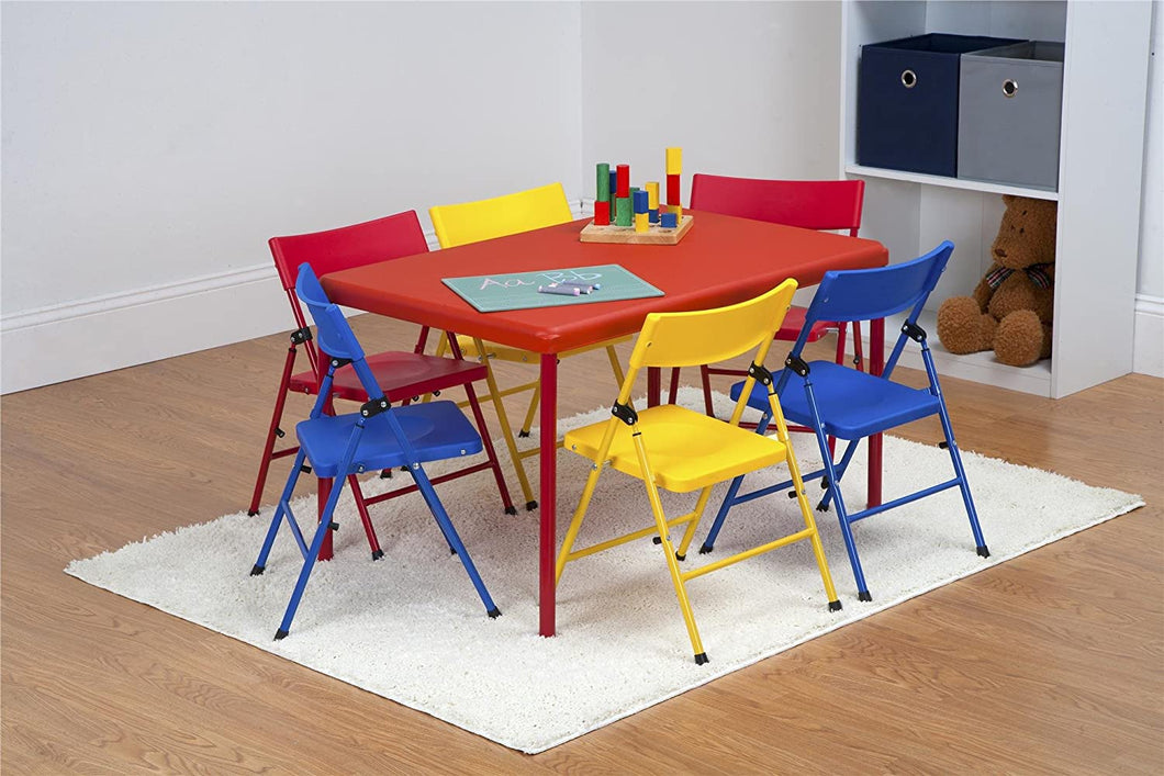 Cosco 7 Piece Children's Juvenile Set with Pinch Free Folding Chairs & Screw in Leg Table