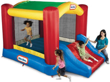 Load image into Gallery viewer, Little Tikes Jump 'n Slide Bouncer with Arched Canopy Overhead Cover, Plus Heavy Duty Blower, Stakes, Repair Patches, and Storage Bag | 3-Kid Capacity, Ages 3-8 Years