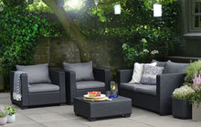 Load image into Gallery viewer, Keter Salta 3-Seater Seating Patio Sofa Sunbrella Cushions in a Resin Plastic Wicker Pattern