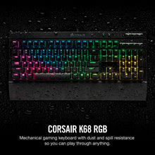 Load image into Gallery viewer, Corsair K68 RGB Mechanical Gaming Keyboard, Backlit RGB LED, Dust and Spill Resistant - Linear &amp; Quiet - Cherry MX Red