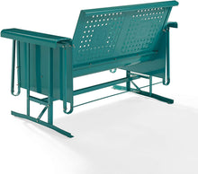Load image into Gallery viewer, Crosley Bates Loveseat Glider Turquoise Gloss