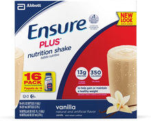 Load image into Gallery viewer, Ensure Plus Nutrition Shake, Vanilla, 8-Ounce, 16 Count