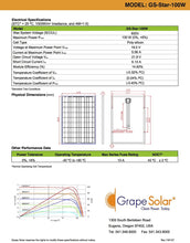 Load image into Gallery viewer, Grape Solar GS-STAR-100W Polycrystalline Solar Panel, 100-watt