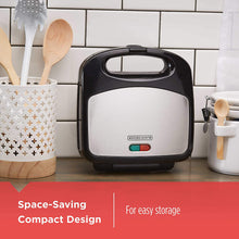 Load image into Gallery viewer, Black+Decker 3-in-1 WM2000SD 3-in-1 Waffle, Grill &amp; Sandwich Maker, Compact Design, Black/Silver