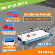 Load image into Gallery viewer, Sport Squad HX40 40 inch Table Top Air Hockey Table for Kids and Adults - Electric Motor Fan - Includes 2 Pushers and 2 Air Hockey Pucks - Great for Playing on the Floor, Tabletop, or Dorm Room