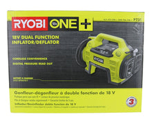 Load image into Gallery viewer, Ryobi P731 One+ 18v Dual Function Power Inflator/Deflator Cordless Air Compressor Kit w/ Adapters (Battery Not Included, Tool Only)