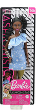 Load image into Gallery viewer, Barbie Fashionistas Doll with 2 Twisted Braids &amp; Prosthetic Leg Wearing Star-Print Dress, White Shoes &amp; Arm Bracelet, Toy for Kids 3 to 8 Years Old