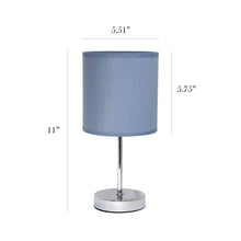 Load image into Gallery viewer, Simple Designs Home LT2007-PRP Simple Designs Chrome Mini Basic Table Lamp with Fabric Shade, 5.51" x 5.51" x 11.81", Purple