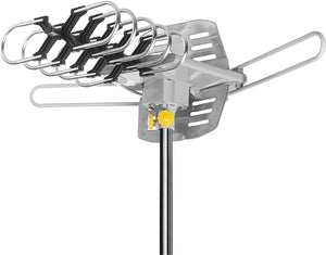 Ematic EDT312ANT HD 1080p Motorized Rotating Outdoor Amplified TV Antenna UHF/VHF/FM with 150 Mile Range