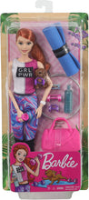 Load image into Gallery viewer, Barbie Fitness Doll, Red-Haired, with Puppy and 9 Accessories, Including Yoga Mat with Strap, Hula Hoop and Weights, Gift for Kids 3 to 7 Years Old