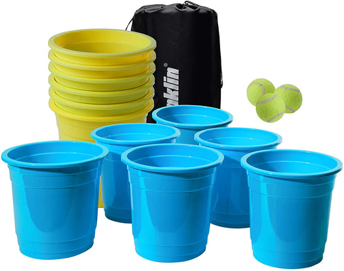 Franklin Sports Bucketz Pong Game – Perfect Tailgate Game and Beach Game – Pong Set Includes 12 Buckets, 3 Balls, and a Carry Case