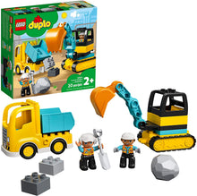 Load image into Gallery viewer, LEGO DUPLO Construction Truck &amp; Tracked Excavator 10931 Building Site Toy for Kids Aged 2 and Up; Digger Toy and Tipper Truck Building Set for Toddlers, New 2020 (20 Pieces)