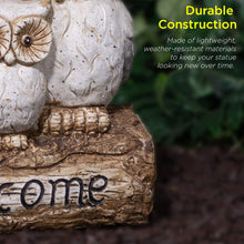Load image into Gallery viewer, Alpine Corporation Benzara ALP-QWR476SLR 16&quot; Solar Owl Family Welcome Statue Animal Statue