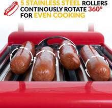Load image into Gallery viewer, Nostalgia Roller Warmer 8 Hot Dog and 6 Bun Capacity