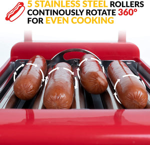 Nostalgia Roller Warmer 8 Hot Dog and 6 Bun Capacity