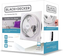 Load image into Gallery viewer, BLACK+DECKER Mini Box Fan – Tabletop Quiet 9 Inch Desk Box Fans Frameless BFB09W White