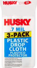 Load image into Gallery viewer, Husky Plastic Drop Cloth, 0.7 Mil, 3-Pack
