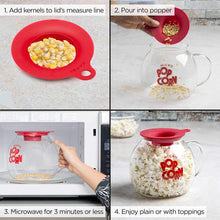 Load image into Gallery viewer, Original Microwave Micro-Pop Popcorn Popper, Borosilicate Glass, 3-in-1 Silicone Lid, Dishwasher Safe, BPA Free, 3 Quart