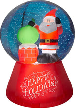 Load image into Gallery viewer, Gemmy 5.5&#39; Projection Airblown Snowflurry Snow Globe Santa On The Rooftop Scene