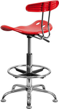 Load image into Gallery viewer, Flash Furniture Vibrant Red and Chrome Drafting Stool with Tractor Seat