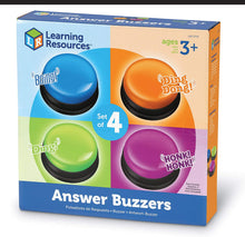Load image into Gallery viewer, Learning Resources Answer Buzzers, Set of 4 Assorted Colored Buzzers, Game Show Buzzers, 3-1/2in, Multicolor, Ages 3+