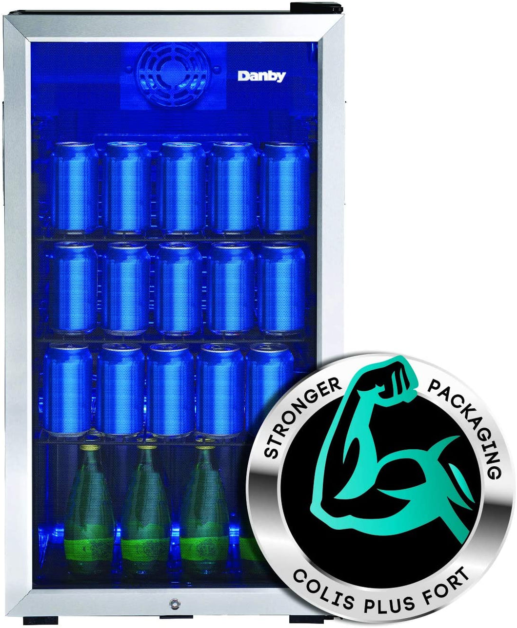 Danby DBC117A1BSSDB-6 117 Can Center, 3.1 Cu.Ft. Freestanding Beverage Refrigerator for, Basement, Dining, Living Room-Bar Fridge Perfect for Beer, Pop, Water