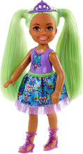 Load image into Gallery viewer, Barbie Dreamtopia Chelsea Sprite Doll, 7-inch, with Green Hair Wearing Fashion and Accessories, Multi (GJJ95)