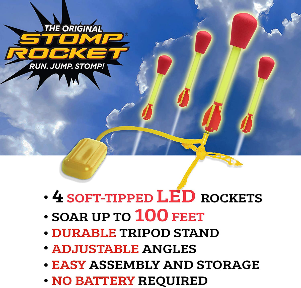 The Original Stomp Rocket Ultra Rocket LED, 4 Rockets - Outdoor Rocket ...