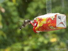 Load image into Gallery viewer, The Only Disposable/Recyclable, Ready-to-Use, Hummingbird Feeder-Prefllled w/Preservative and Dye Free"Exactly Like Flower" Nectar. Never Clean Another Feeder. Patented. (4 Pack) 44 FL OZ TOTAL